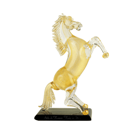 Arte di Murano Small Horse Prancing Around Gold On Basic Black / Gold Decor Accessories Arte di Murano 