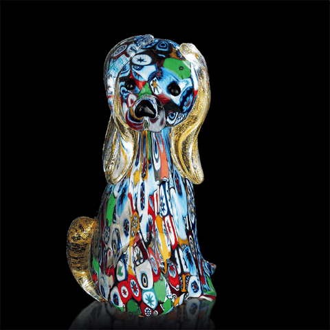 Crystal Dog - Colorful Murrina with Gold Decor Accessories Arte di Murano Gold 