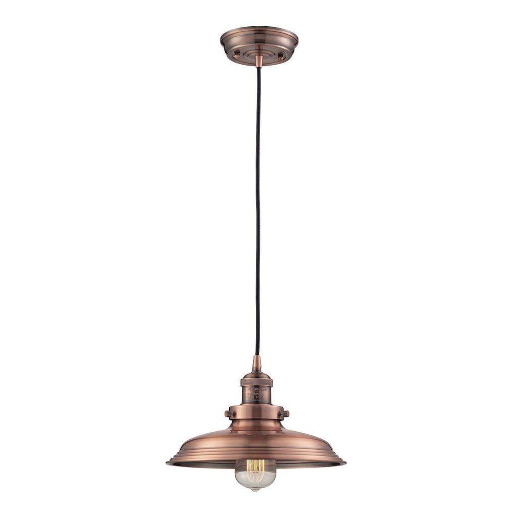 Newberry 1 Light Mini Pendant In Antique Copper Ceiling Elk Lighting 