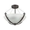 Roebling 3-Light Semi Flush Mount in Oil Rubbed Bronze with Frosted Glass Ceiling Elk Lighting 