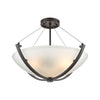 Roebling 3-Light Semi Flush Mount in Oil Rubbed Bronze with Frosted Glass Ceiling Elk Lighting 