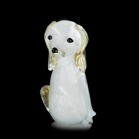 Small Crystal Dog Colored with Gold Decor Accessories Arte di Murano 