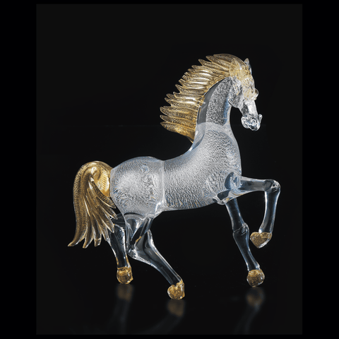 Arte di Murano Small Silver And Gold Horse Trotting Decor Accessories Arte di Murano 