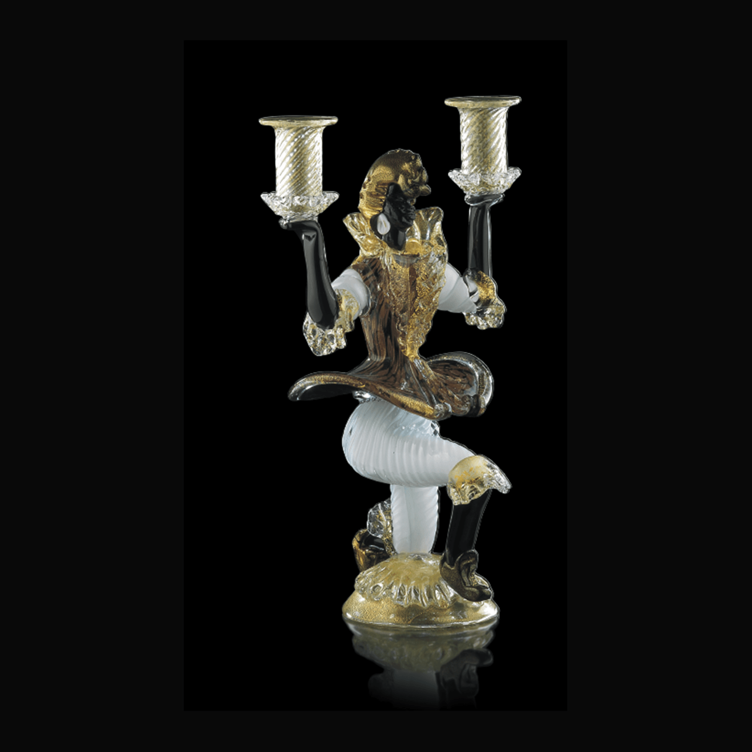 Arte di Murano Candlestick Moro Avventurina - 2 Flames Decor Accessories Arte di Murano 