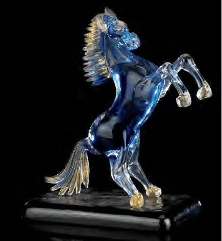 Arte di Murano Average Horse Transparent Rampant With Gold And Base Black / Gold Decor Accessories Arte di Murano 
