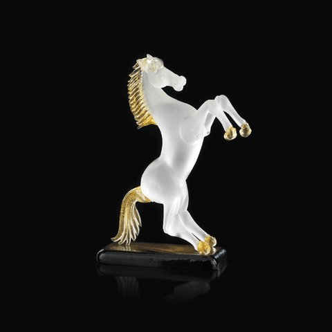 Arte di Murano Small Horse Prancing Satin / Gold On Base Decor Accessories Arte di Murano 