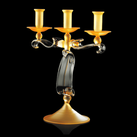 Arte di Murano Candlestick 3 Flame With A Central Leaf Decor Accessories Arte di Murano 
