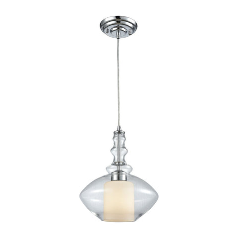 Alora 10"w Chrome Mini Pendant with Opal White And Clear Glass Ceiling Elk Lighting Default Value 
