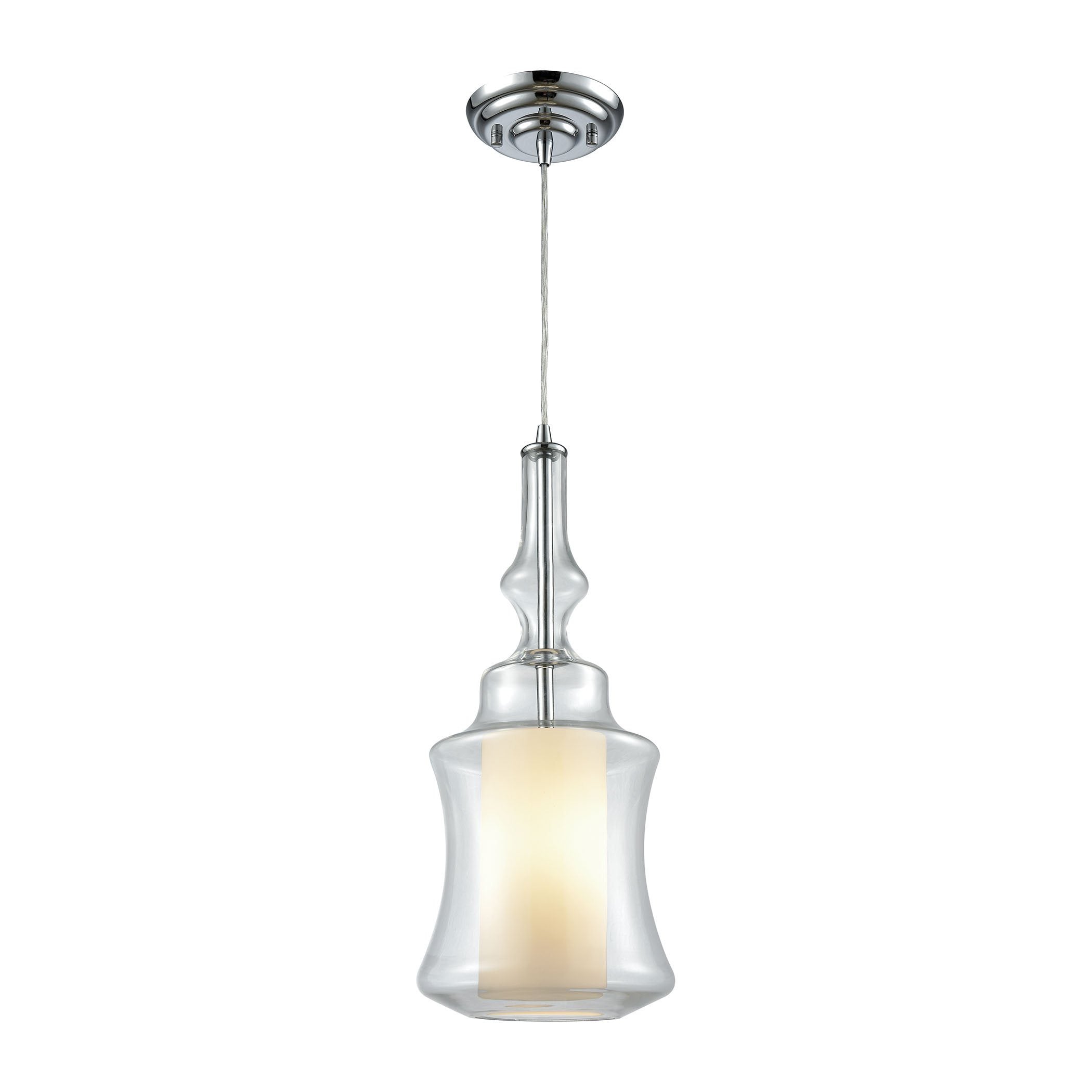 Alora 8"w Chrome Mini Pendant with Opal White and Clear Glass Ceiling Elk Lighting Default Value 