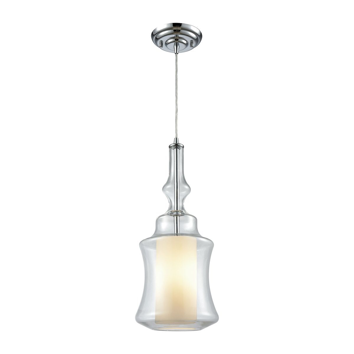 Alora Pendant In Polished Chrome With Opal White And Clear Glass Ceiling Elk Lighting 