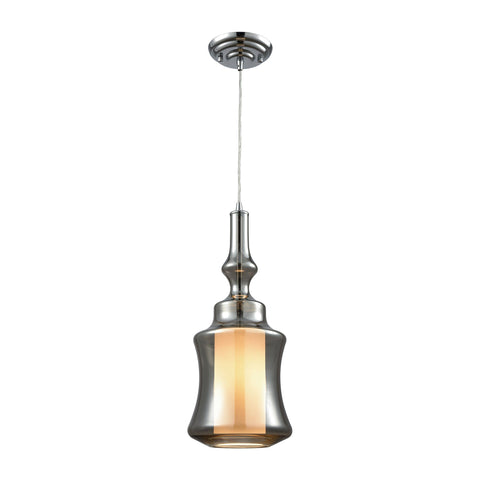 Alora 1 Light Pendant in Polished Chrome with Opal White and Smoke Plated Glass - Includes Recessed Ceiling Elk Lighting 