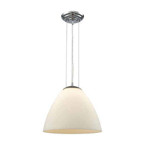 Merida 1 Light Pendant In Polished Chrome With White Linen Glass Ceiling Elk Lighting 