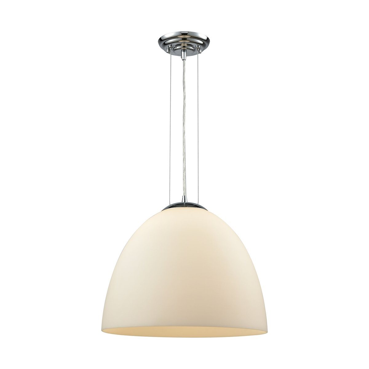 Merida 1 Light Pendant In Polished Chrome With White Linen Glass Ceiling Elk Lighting 