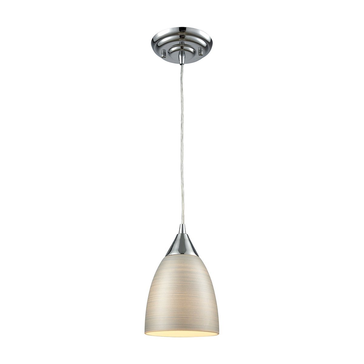 Merida Pendant In Polished Chrome With Silver Linen Glass Ceiling Elk Lighting 