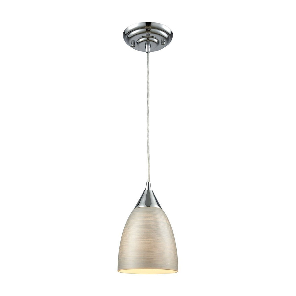 Merida Pendant In Polished Chrome With Silver Linen Glass Ceiling Elk Lighting 