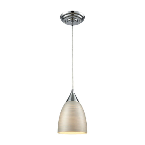 Merida Pendant In Polished Chrome With Silver Linen Glass Ceiling Elk Lighting 