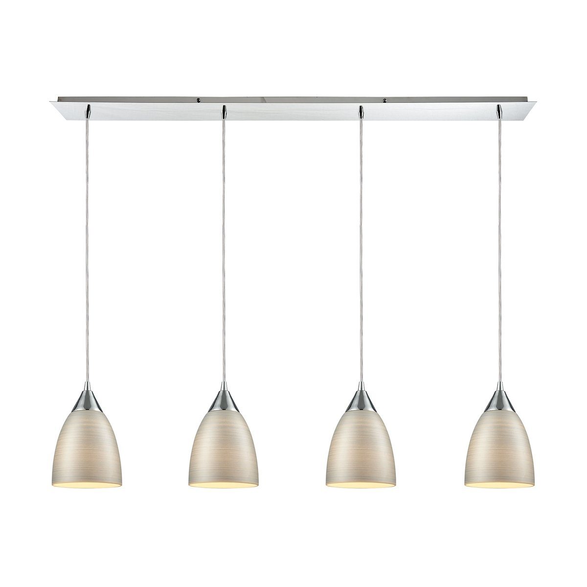 Merida 4 Light Linear Pan Pendant In Polished Chrome With Silver Linen Glass Ceiling Elk Lighting 