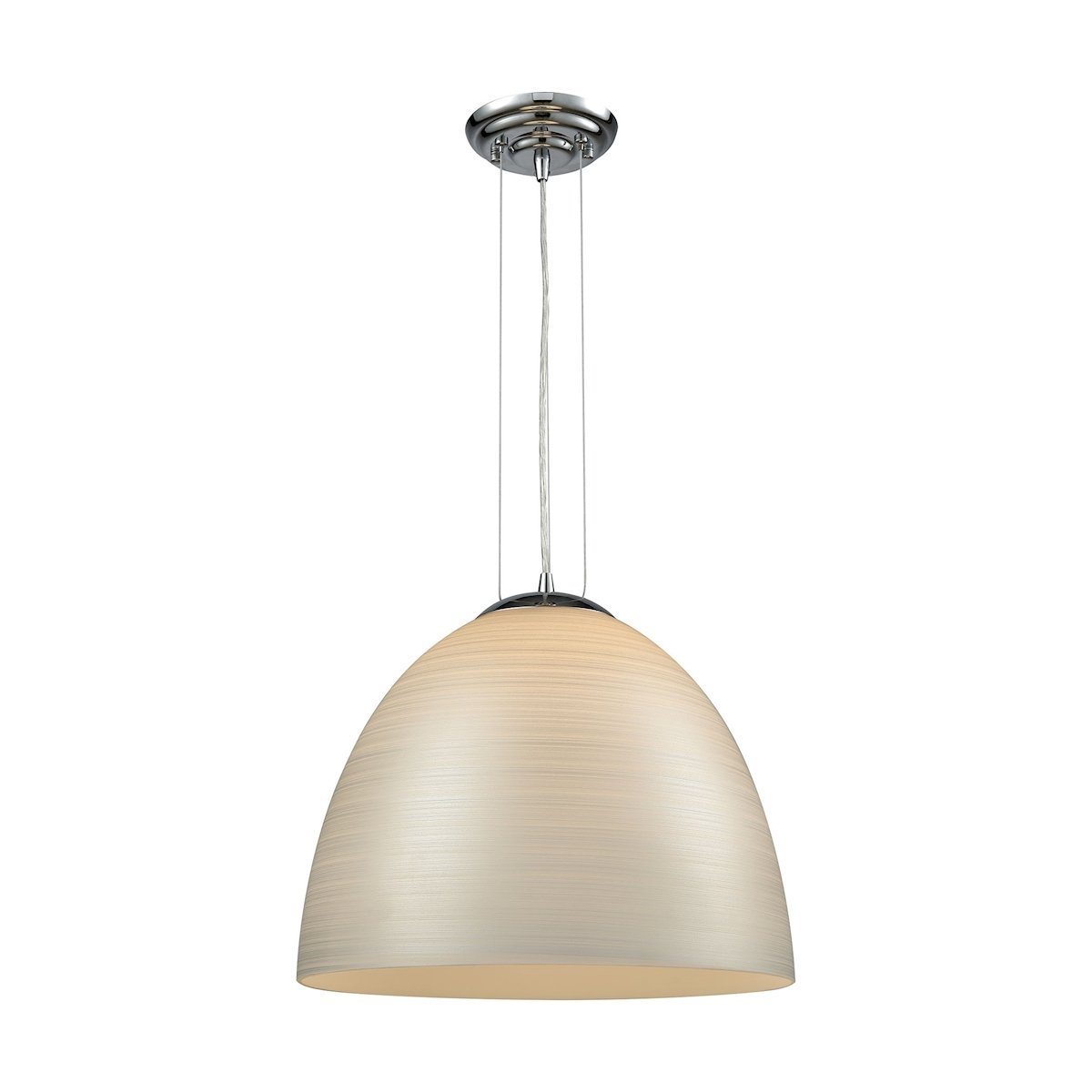 Merida 1 Light Pendant In Polished Chrome With Silver Linen Glass Ceiling Elk Lighting 