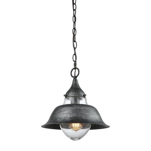 Stratham 12" Pendant In Silvered Graphite With Seedy Glass Ceiling Elk Lighting Default Value 