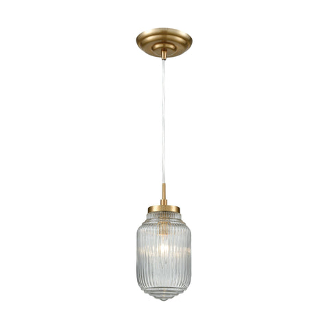 Dubois 5"w Brass Mini Pendant with Ribbed Glass Ceiling Elk Lighting Default Value 
