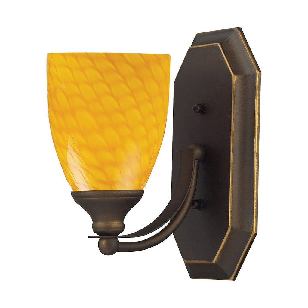 Bath And Spa 1 Light Vanity In Aged Bronze And Canary Glass Wall Elk Lighting 