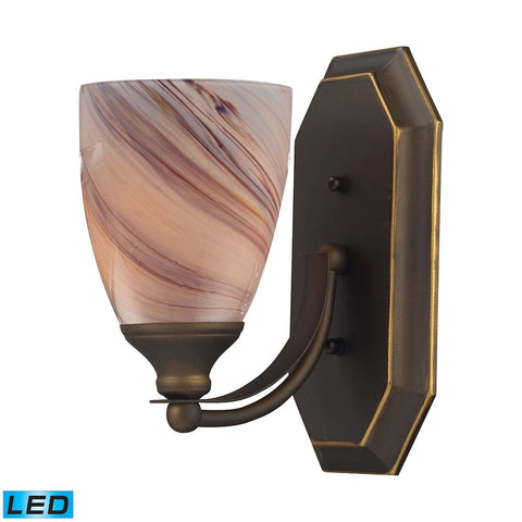 Bath And Spa 1 Light LED Vanity In Aged Bronze And Creme Glass Wall Elk Lighting 