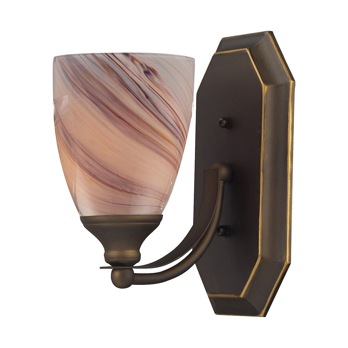 Bath And Spa 1 Light Vanity In Aged Bronze And Creme Glass Wall Elk Lighting 