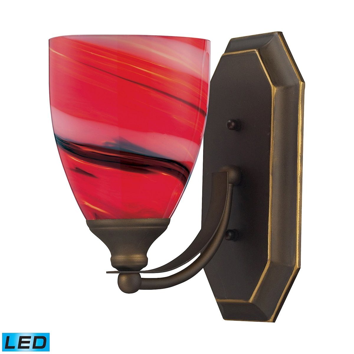 Bath And Spa 1 Light LED Vanity In Aged Bronze And Candy Glass Wall Elk Lighting 