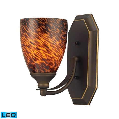 Bath And Spa 1 Light LED Vanity In Aged Bronze And Espresso Glass Wall Elk Lighting 
