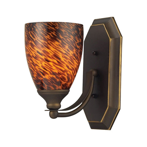 Bath And Spa 1 Light Vanity In Aged Bronze And Espresso Glass Wall Elk Lighting 