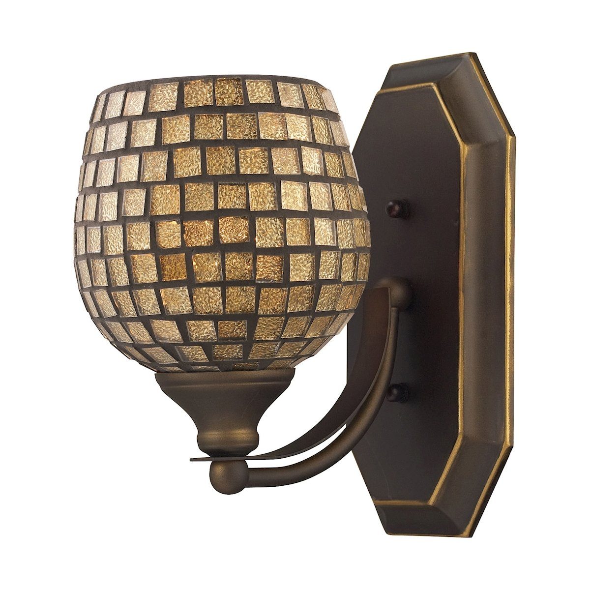 Bath And Spa 1 Light Vanity In Aged Bronze And Gold Leaf Glass Wall Elk Lighting 