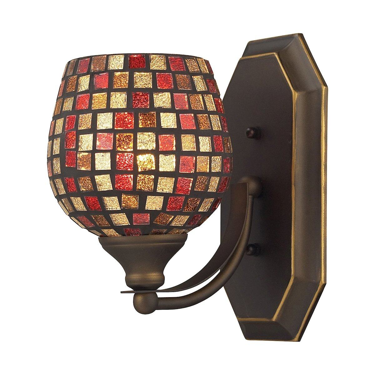Bath And Spa 1 Light Vanity In Aged Bronze And Multi Fusion Glass Wall Elk Lighting 