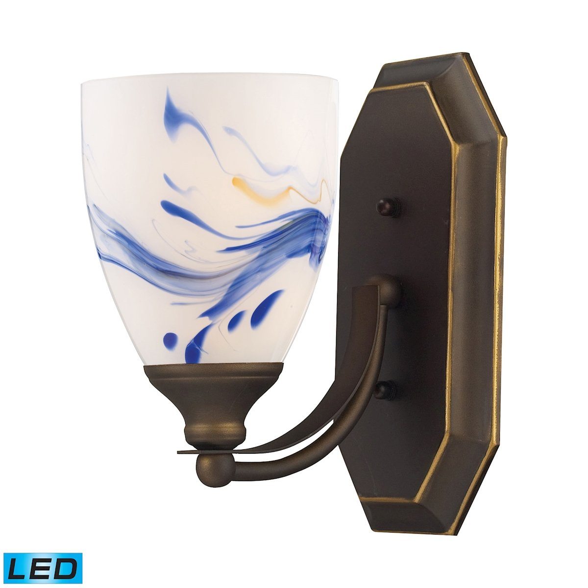 Bath And Spa 1 Light LED Vanity In Aged Bronze And Mountain Glass Wall Elk Lighting 