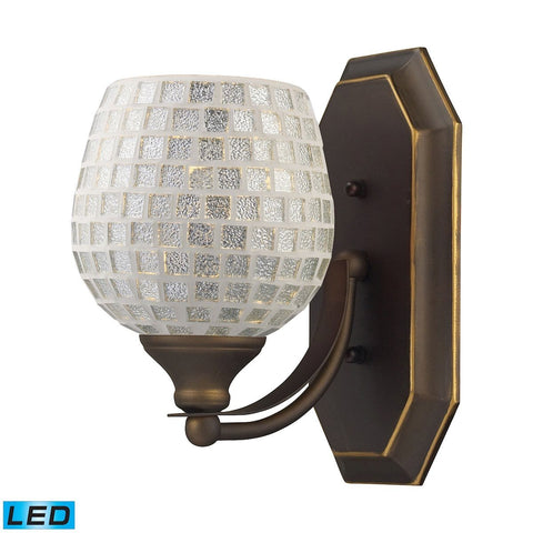 Bath And Spa 1 Light LED Vanity In Aged Bronze And Silver Glass Wall Elk Lighting 