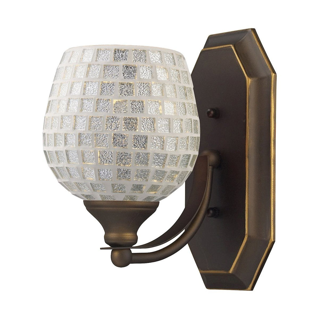 Bath And Spa 1 Light Vanity In Aged Bronze And Silver Glass Wall Elk Lighting 