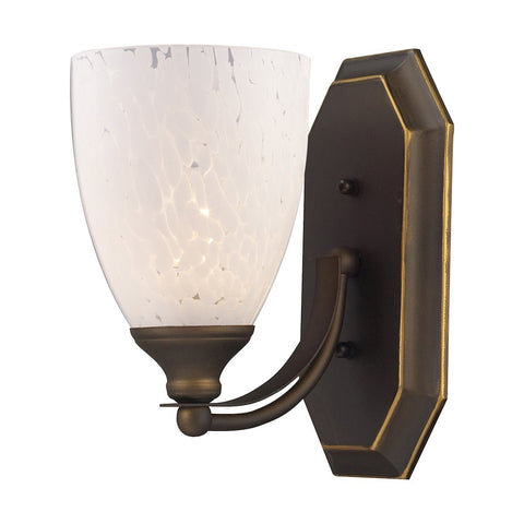 Bath And Spa 1 Light Vanity In Aged Bronze And Snow White Glass Wall Elk Lighting 