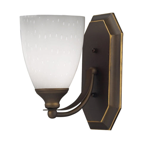Bath And Spa 1 Light Vanity In Aged Bronze And Simple White Glass Wall Elk Lighting 