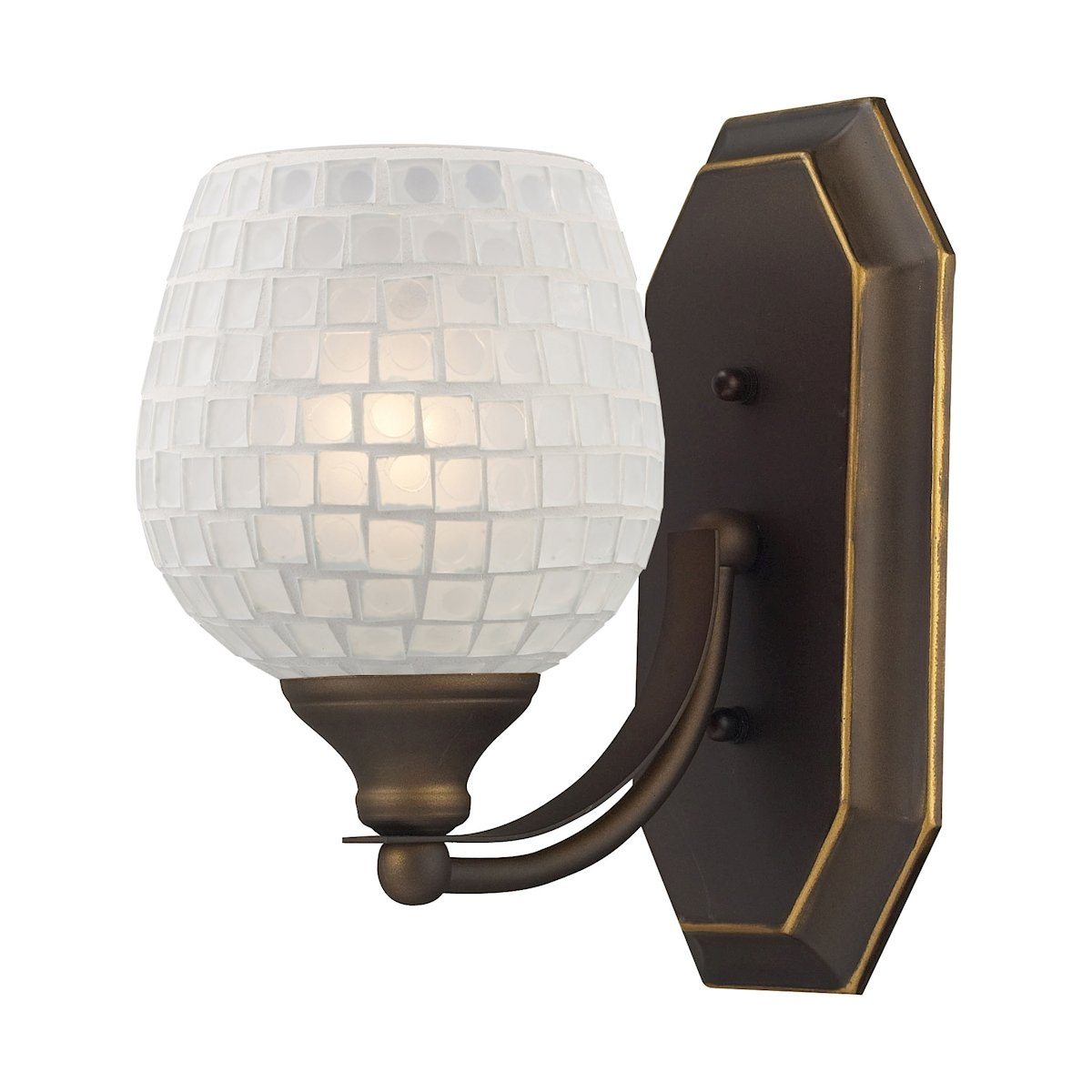 Bath And Spa 1 Light Vanity In Aged Bronze And White Glass Wall Elk Lighting 