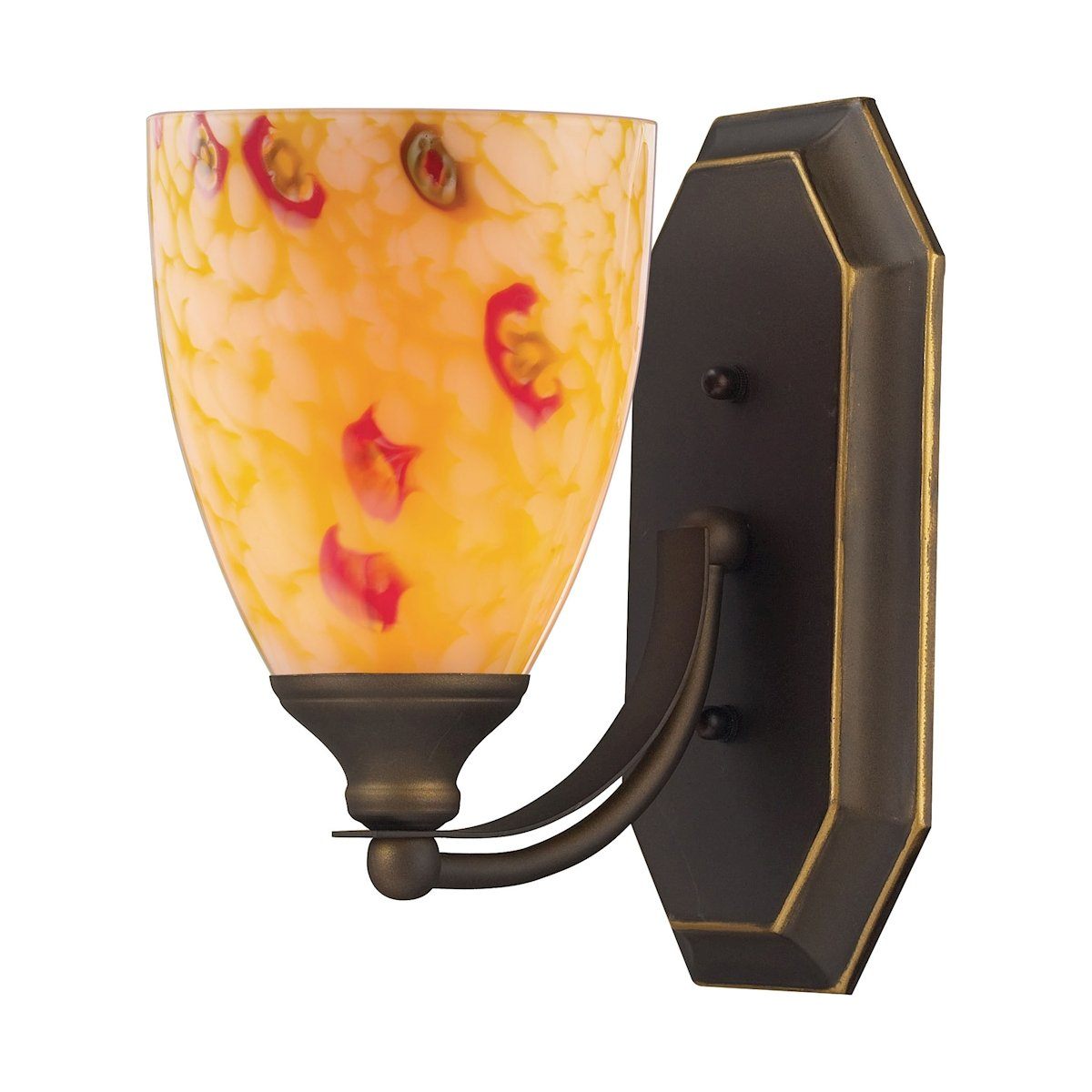 Bath And Spa 1 Light Vanity In Aged Bronze And Yellow Glass Wall Elk Lighting 