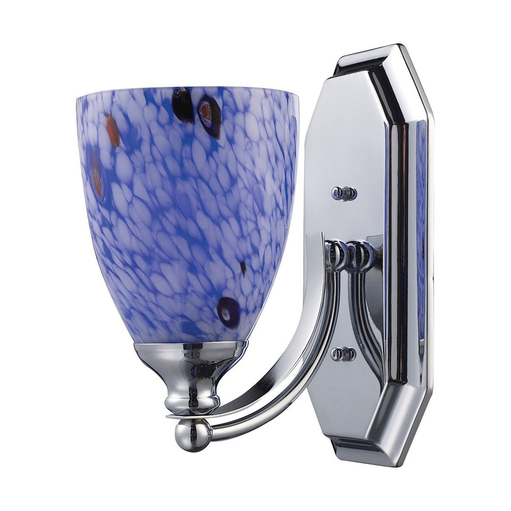 Bath And Spa 1 Light Vanity In Polished Chrome And Starburst Blue Glass Wall Elk Lighting 