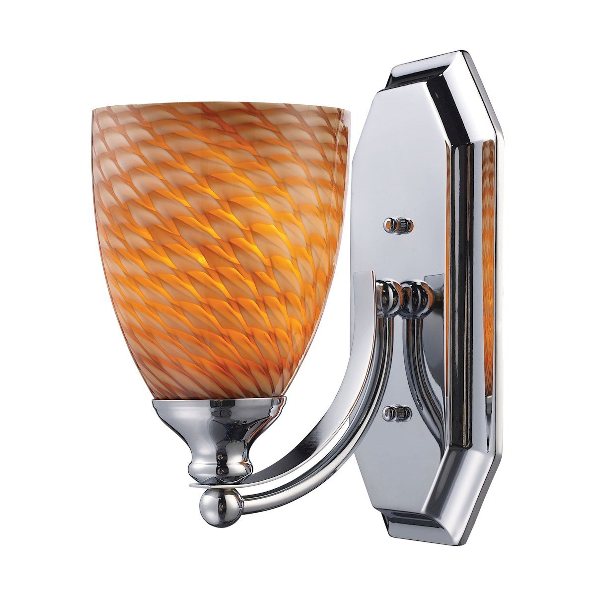 Bath And Spa 1 Light Vanity In Polished Chrome And Cocoa Glass Wall Elk Lighting 