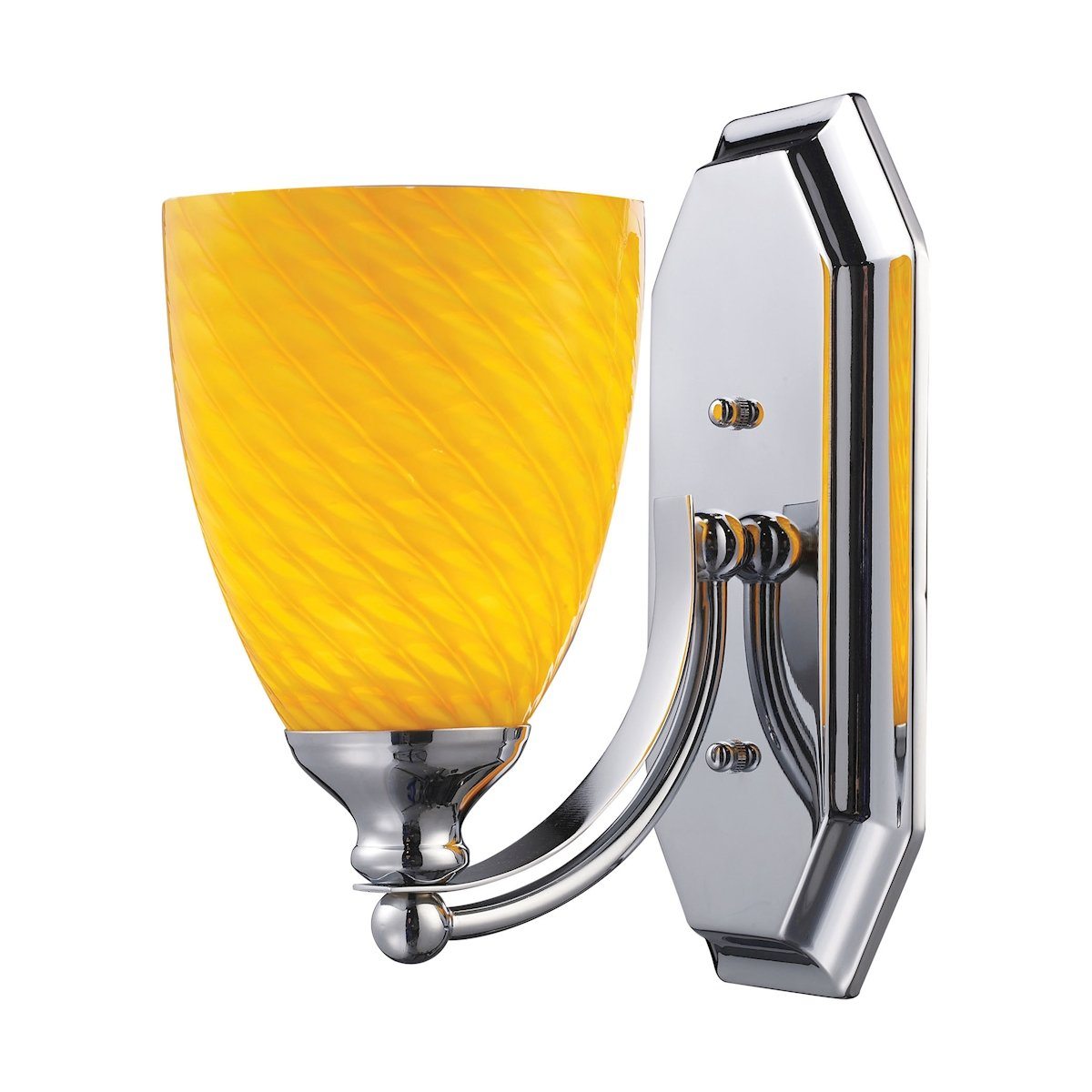 Bath And Spa 1 Light Vanity In Polished Chrome And Canary Glass Wall Elk Lighting 