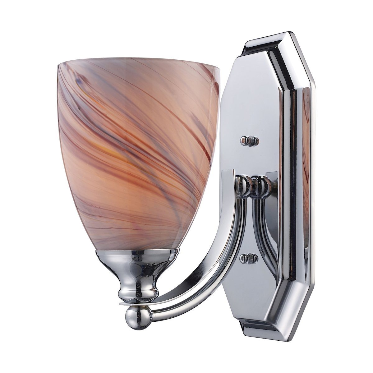 Bath And Spa 1 Light Vanity In Polished Chrome And Creme Glass Wall Elk Lighting 