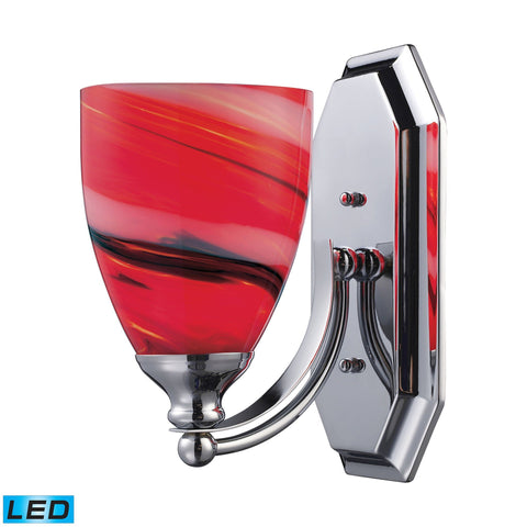 Bath And Spa 1 Light LED Vanity In Polished Chrome And Candy Glass Wall Elk Lighting 