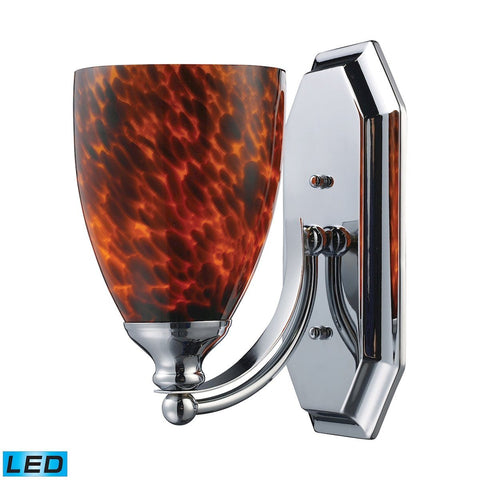 Bath And Spa 1 Light LED Vanity In Polished Chrome And Espresso Glass Wall Elk Lighting 