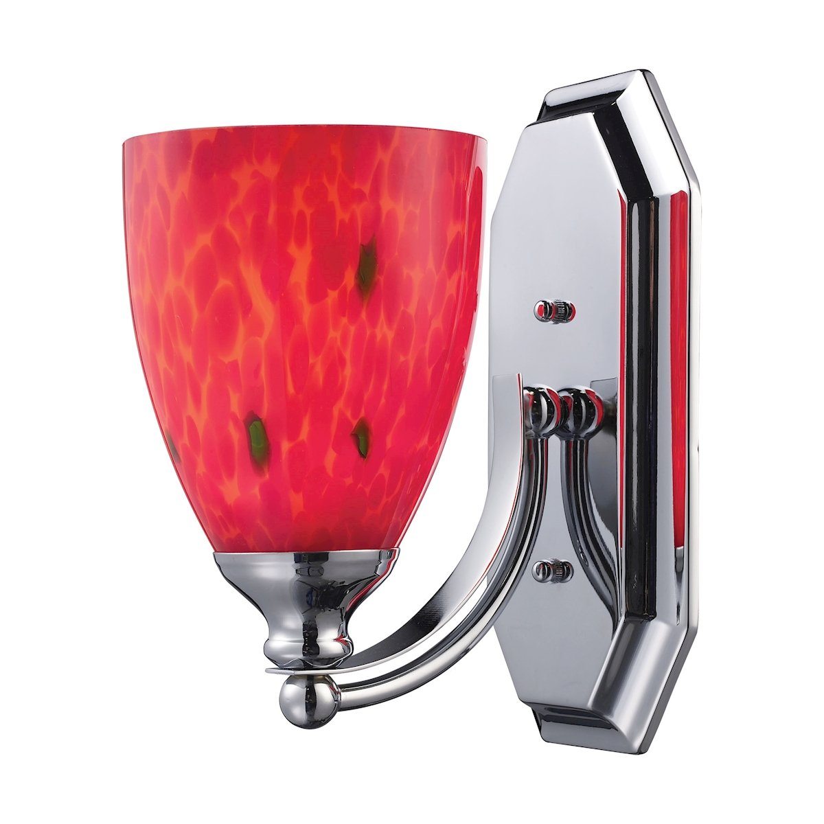 Bath And Spa 1 Light Vanity In Polished Chrome And Fire Red Glass Wall Elk Lighting 