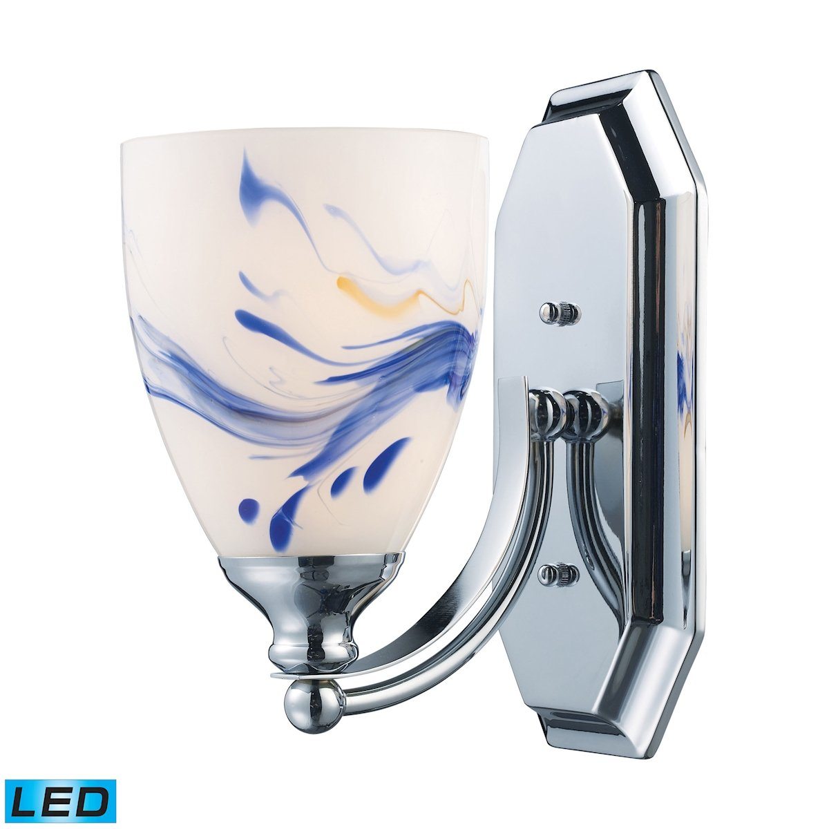 Bath And Spa 1 Light LED Vanity In Polished Chrome And Mountain Glass Wall Elk Lighting 