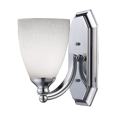 Bath And Spa 1 Light Vanity In Polished Chrome And Simple White Glass Wall Elk Lighting 