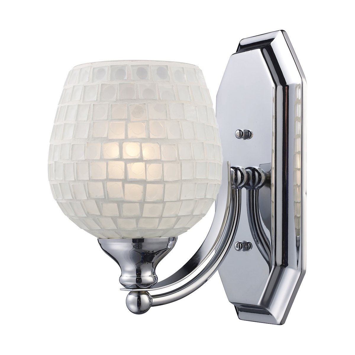 Bath And Spa 1 Light Vanity In Polished Chrome And White Glass Wall Elk Lighting 