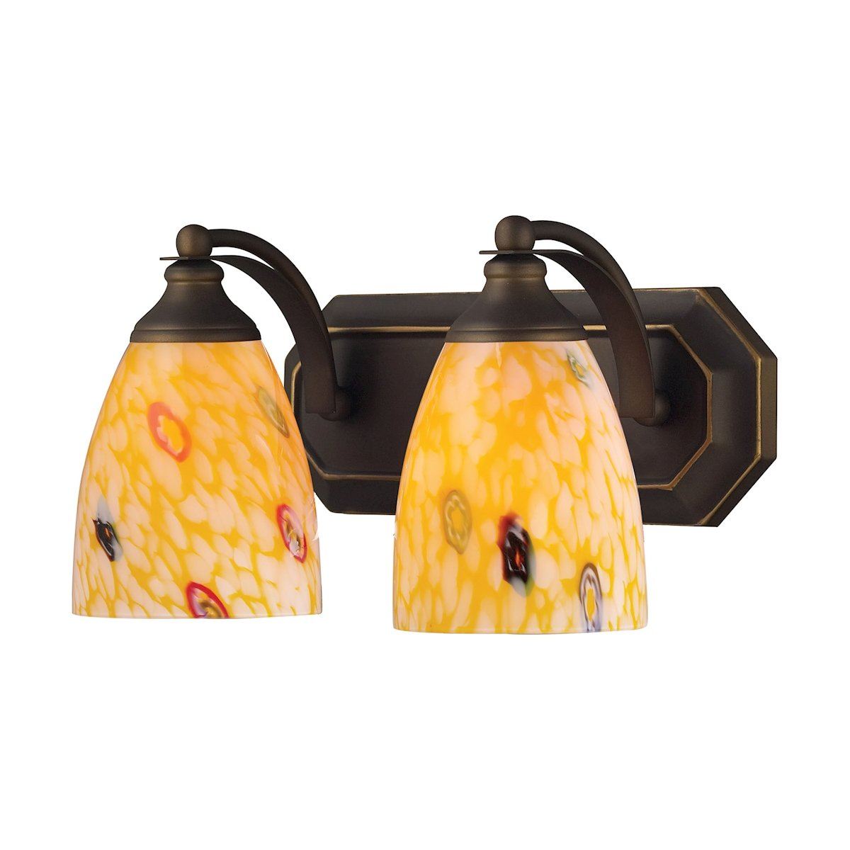 Bath And Spa 2 Light Vanity In Aged Bronze And Yellow Glass Wall Elk Lighting 